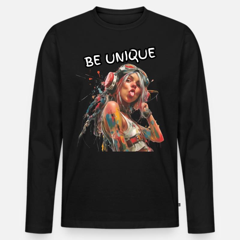 BE UNIQUE. Selbsttreue, Selbstbewusst, Individual, - Männer Premium Bio Langarmshirt - Schwarz