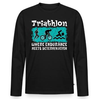 Triathlon. Perseverance, Determination, Sport, Nice - Men's Premium Organic Long Sleeve Shirt - black - Front - Nico (187cm)