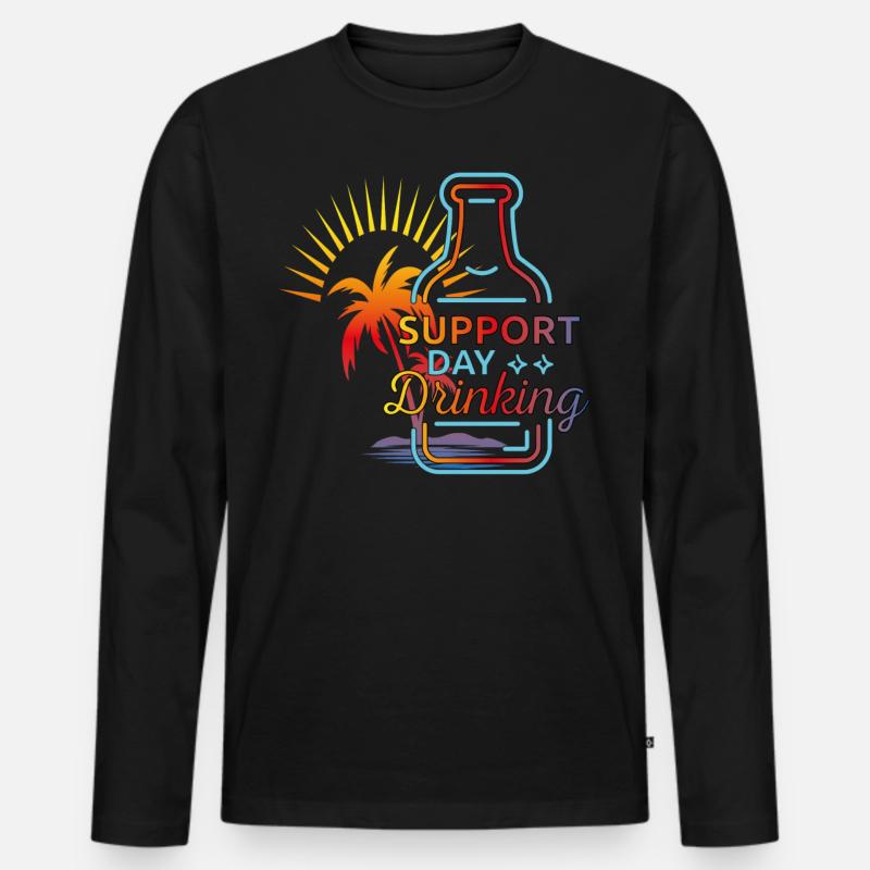 Support Day Drinking. Celebrations, refreshment, palm trees, Men's Premium Organic Long Sleeve Shirt