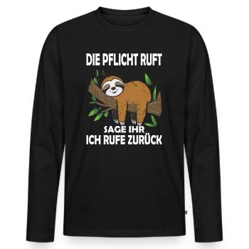 Funny sloth, no desire - Men's Premium Organic Long Sleeve Shirt - black - Front - Nico (187cm)