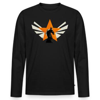 Chess knight / Schach Springer - Men's Premium Organic Long Sleeve Shirt - black - Front - Nico (187cm)