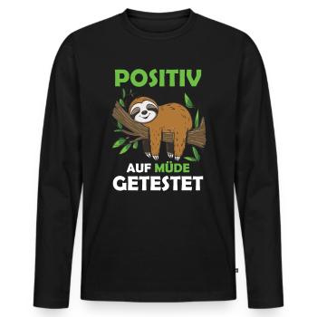 Funny sloth, no desire - Men's Premium Organic Long Sleeve Shirt - black - Front - Nico (187cm)