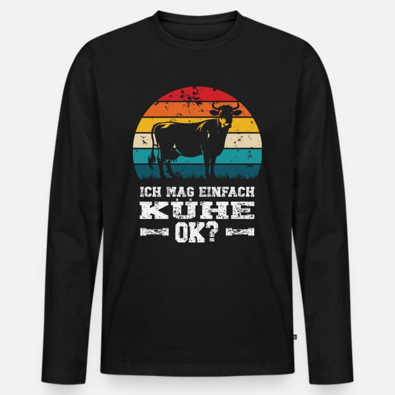 Ich mag Kühe - Männer Premium Bio Langarmshirt - Schwarz