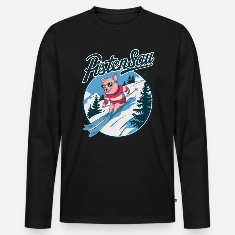 Pistensau - Männer Premium Bio Langarmshirt - Schwarz