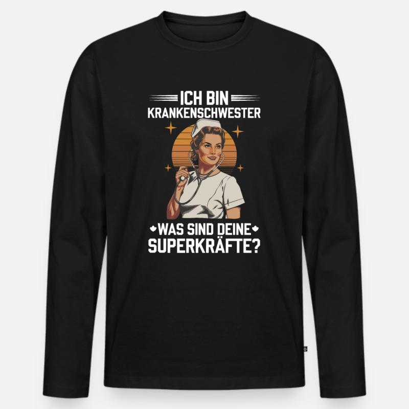 Superpower Krankenschwester - Männer Premium Bio Langarmshirt - Schwarz
