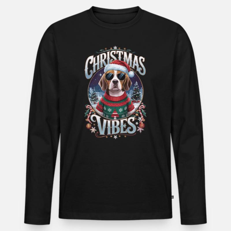 Beagle Christmas Vibes - Männer Premium Bio Langarmshirt - Schwarz
