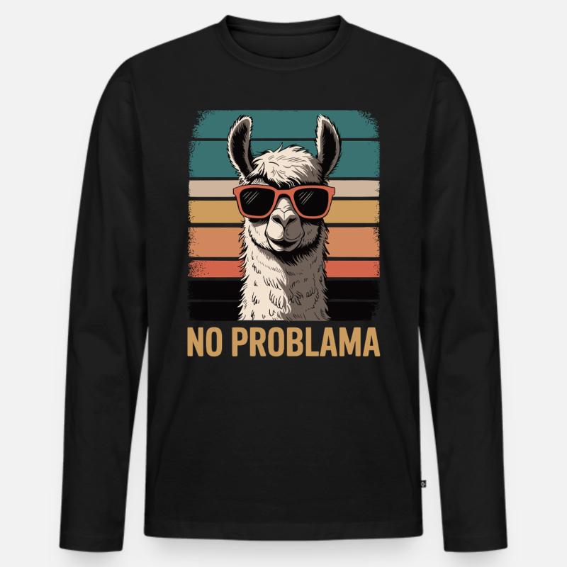 No Problama Llama - Männer Premium Bio Langarmshirt - Schwarz