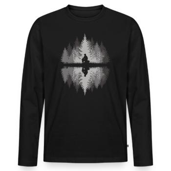 Pêcheur dans la forêt sombre - T-shirt manches longues Premium bio Homme - noir - Devant - Nico (187cm)