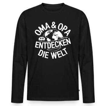 Oma und Opa entdecken die Welt - Männer Premium Bio Langarmshirt - Schwarz - Vorne - Nico (187cm)