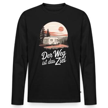 Der Weg ist das Ziel - Männer Premium Bio Langarmshirt - Schwarz - Vorne - Nico (187cm)