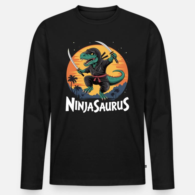 Ninjasaurus - Männer Premium Bio Langarmshirt - Schwarz