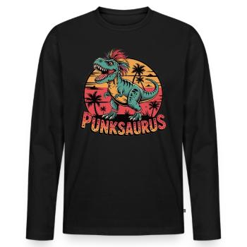 Punksaurus - Men's Premium Organic Long Sleeve Shirt - black - Front - Nico (187cm)