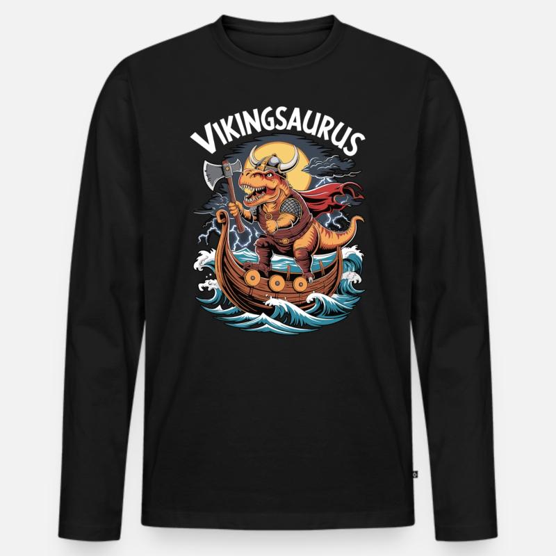 Vikingsaurus - Männer Premium Bio Langarmshirt - Schwarz