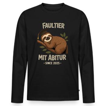 Faultier mit Abitur 2025 - Männer Premium Bio Langarmshirt - Schwarz - Vorne - Nico (187cm)