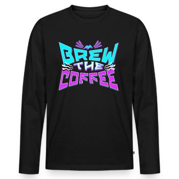 Brew The Coffee - 80s Design - Men's Premium Organic Long Sleeve Shirt - black - Front - Nico (187cm)
