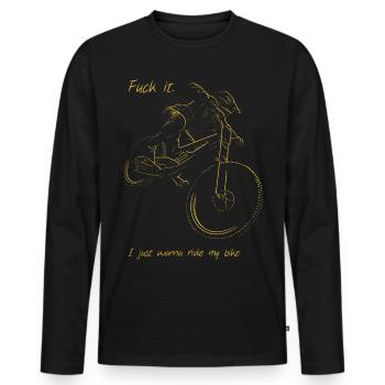 I just wanna Ride my Downhill Bike - Männer Premium Bio Langarmshirt - Schwarz - Vorne - Nico (187cm)