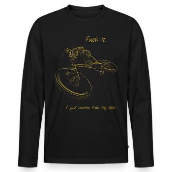 I just wanna ride my bike - MTB Enduro - Männer Premium Bio Langarmshirt - Schwarz - Vorne - Nico (187cm)