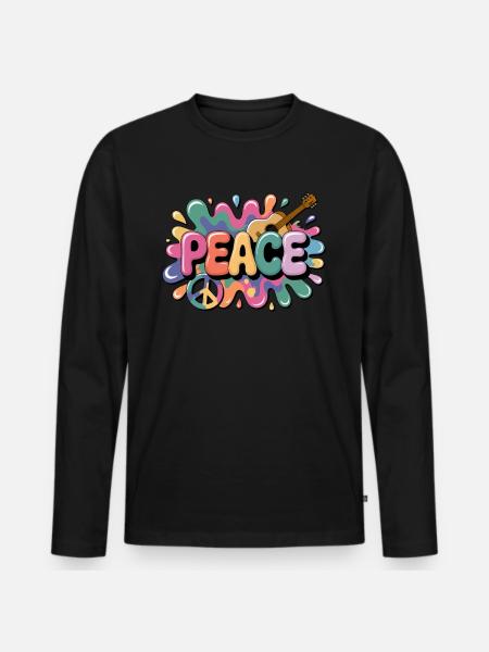 PEACE – Psychedelic - Men's Premium Organic Long Sleeve Shirt - black