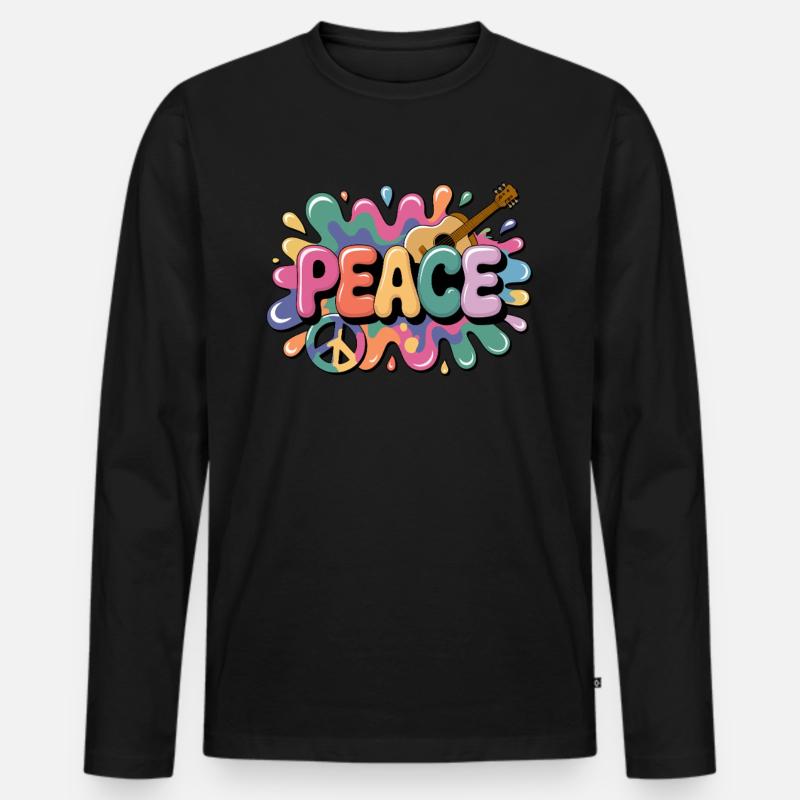 PEACE – Psychédélique - T-shirt manches longues Premium bio Homme - noir
