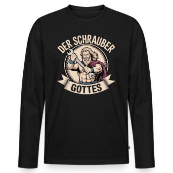 Der Schrauber Gottes - Männer Premium Bio Langarmshirt - Schwarz - Vorne - Nico (187cm)