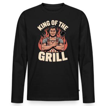 King of the Grill – The Ruler of the Embers - Men's Premium Organic Long Sleeve Shirt - black - Front - Nico (187cm)