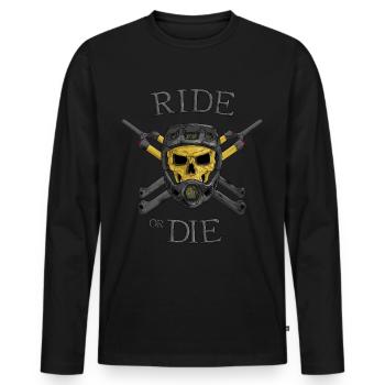 Ride or Die! Mtb Enduro - Männer Premium Bio Langarmshirt - Schwarz - Vorne - Nico (187cm)
