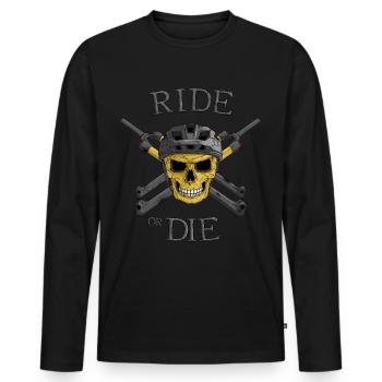 Ride or Die! Mtb Trail - Männer Premium Bio Langarmshirt - Schwarz - Vorne - Nico (187cm)