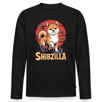 Shibzilla – Chaos with Side-Eye - Men's Premium Organic Long Sleeve Shirt - black - Front - Nico (187cm)