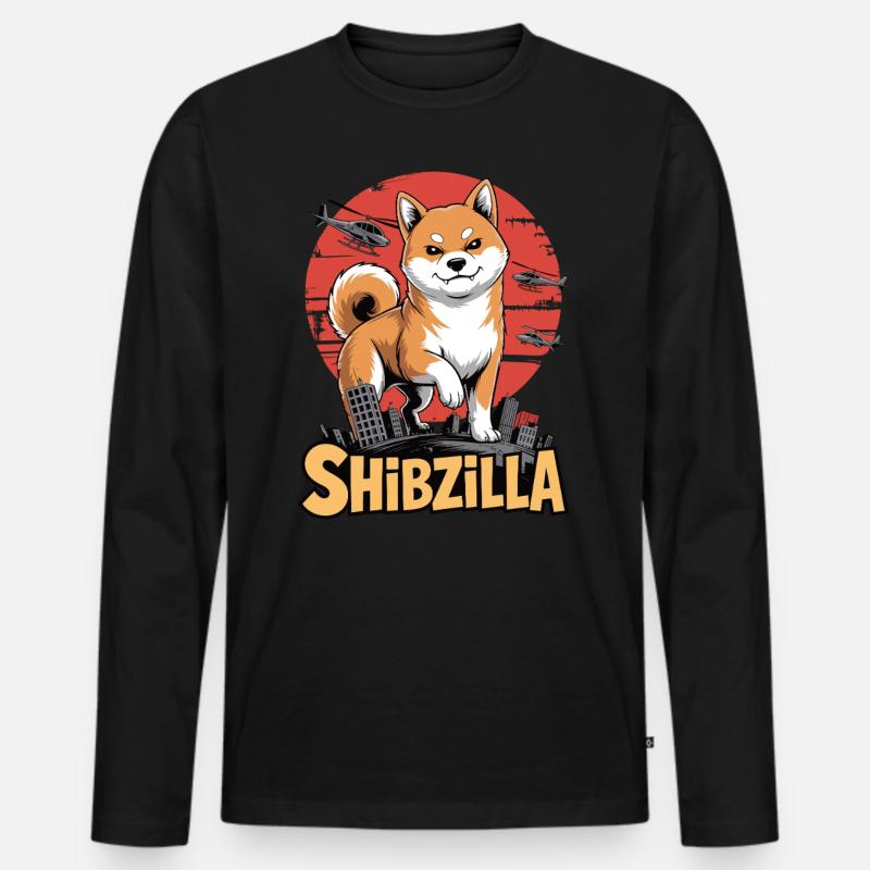 Shibzilla – Chaos mit Side-Eye - Männer Premium Bio Langarmshirt - Schwarz