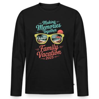 Vacances en famille 2025 - T-shirt manches longues Premium bio Homme - noir - Devant - Nico (187cm)