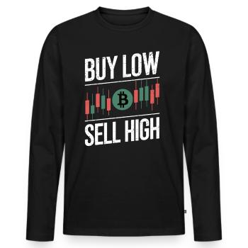 Buy Low – Sell High – Crypto Rule - Men's Premium Organic Long Sleeve Shirt - black - Front - Nico (187cm)