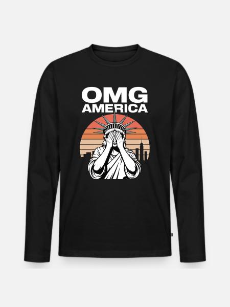 OMG America , Freiheitsstatue weint - Männer Premium Bio Langarmshirt - Schwarz