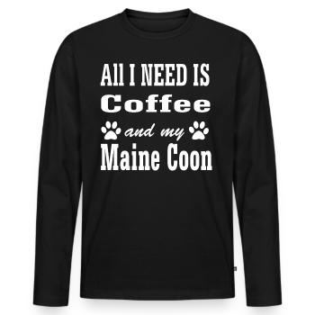 Maine Coon - Men's Premium Organic Long Sleeve Shirt - black - Front - Nico (187cm)