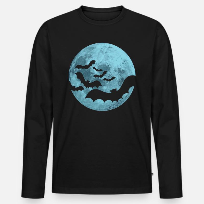 Fledermäuse Vollmond - Männer Premium Bio Langarmshirt - Schwarz
