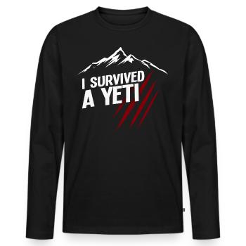 i survived a yeti 01 t shirt tibet nepal himalaya - Men's Premium Organic Long Sleeve Shirt - black - Front - Nico (187cm)