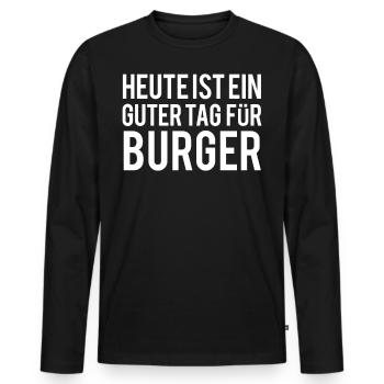 Burger - Männer Premium Bio Langarmshirt - Schwarz - Vorne - Nico (187cm)