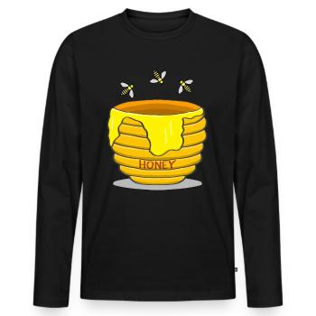 Pot de miel avec des abeilles - T-shirt manches longues Premium bio Homme - noir - Devant - Nico (187cm)