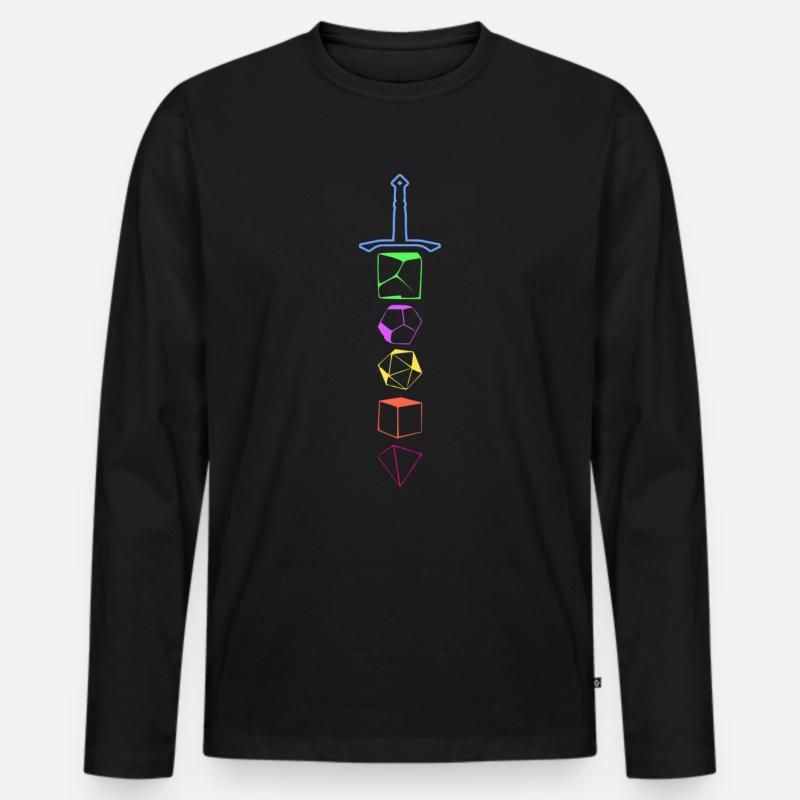 Tabletop Würfel Schwert - Männer Premium Bio Langarmshirt - Schwarz