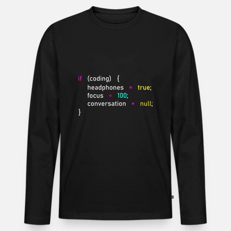 Programmieren Fokus Kopfhörer Tunnel - Männer Premium Bio Langarmshirt - Schwarz