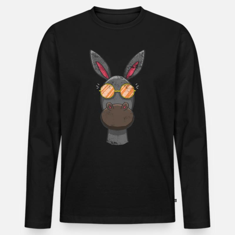 Cooler Esel Mit Sonnenbrille - Männer Premium Bio Langarmshirt - Schwarz
