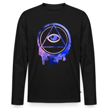 All Seeing Eye Illuminati stars - Men's Premium Organic Long Sleeve Shirt - black - Front - Nico (187cm)