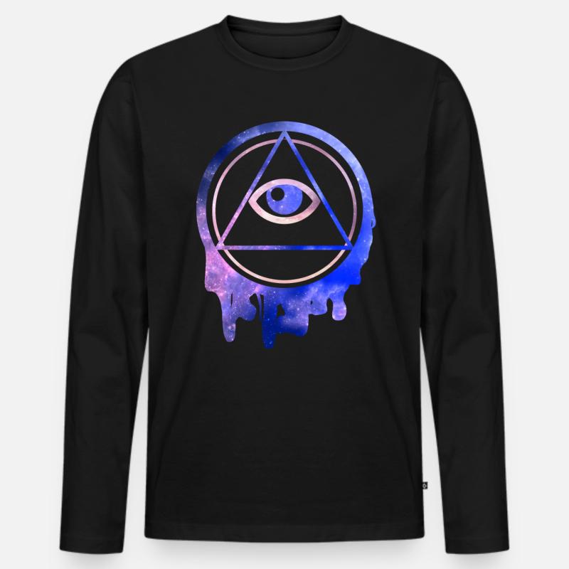 All Seeing Eye Illuminati Sterne - Männer Premium Bio Langarmshirt - Schwarz