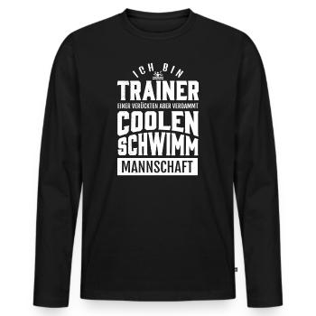 Schwimmen- Shirt Trainer Pool Wasser Geschen - Männer Premium Bio Langarmshirt - Schwarz - Vorne - Nico (187cm)