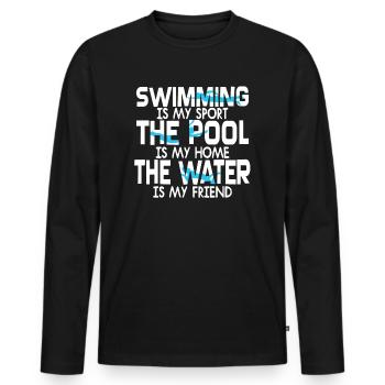 Maillot de bain de piscine - T-shirt manches longues Premium bio Homme - noir - Devant - Nico (187cm)