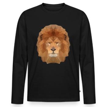Lion polygone nature géométrique nature - T-shirt manches longues Premium bio Homme - noir - Devant - Nico (187cm)
