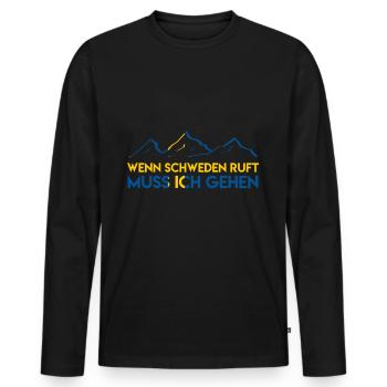 Sweden Gets Emigrate Travel Gift - Men's Premium Organic Long Sleeve Shirt - black - Front - Nico (187cm)