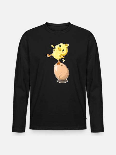 Chick chicken egg - Men's Premium Organic Long Sleeve Shirt - black