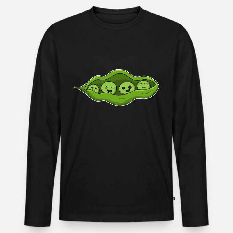 Erbsen Bohnen - Männer Premium Bio Langarmshirt - Schwarz