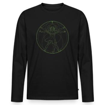 Homme de Vitruve yoga Leonardo Da Vinci - T-shirt manches longues Premium bio Homme - noir - Devant - Nico (187cm)