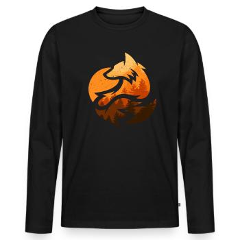 Fox animal design gifts - Men's Premium Organic Long Sleeve Shirt - black - Front - Nico (187cm)